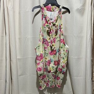 Floral Tank Top with Bow Detail